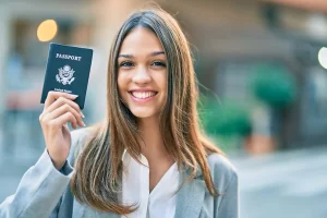 an immigrant getting her passport for the first time
