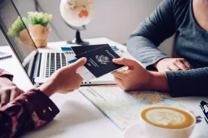 lawyer giving a passport to the client